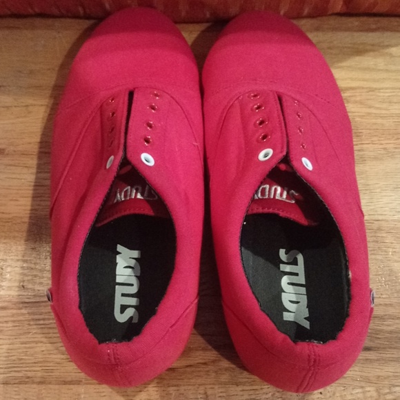 Men's Red STUDY Casual Canvas Sneaker Sz 9.5 - Picture 4 of 6